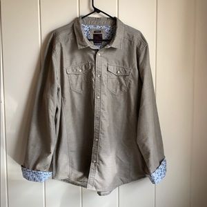 PrAna button down shirt tan slim fit xl